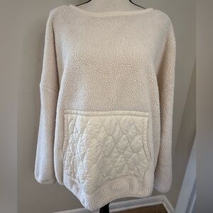JoyLab cream chunky Sherpa jacket quilted kangaroo pocket SZ XXL